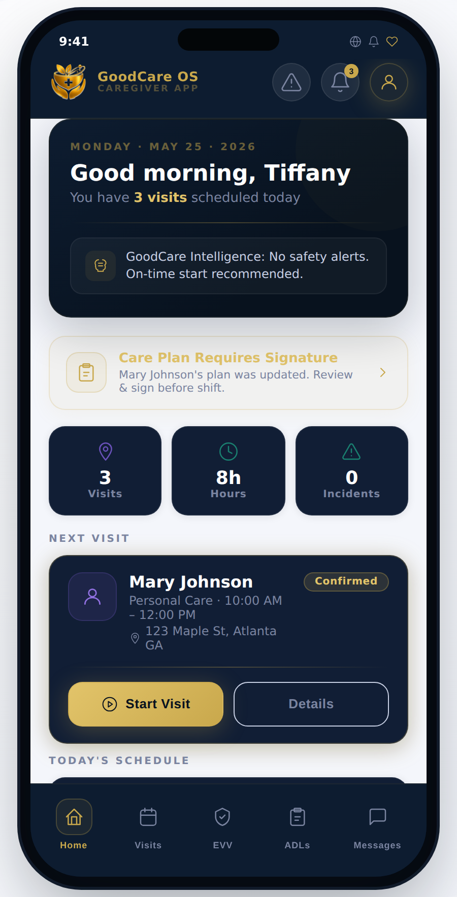 GoodCare Caregiver App login screen