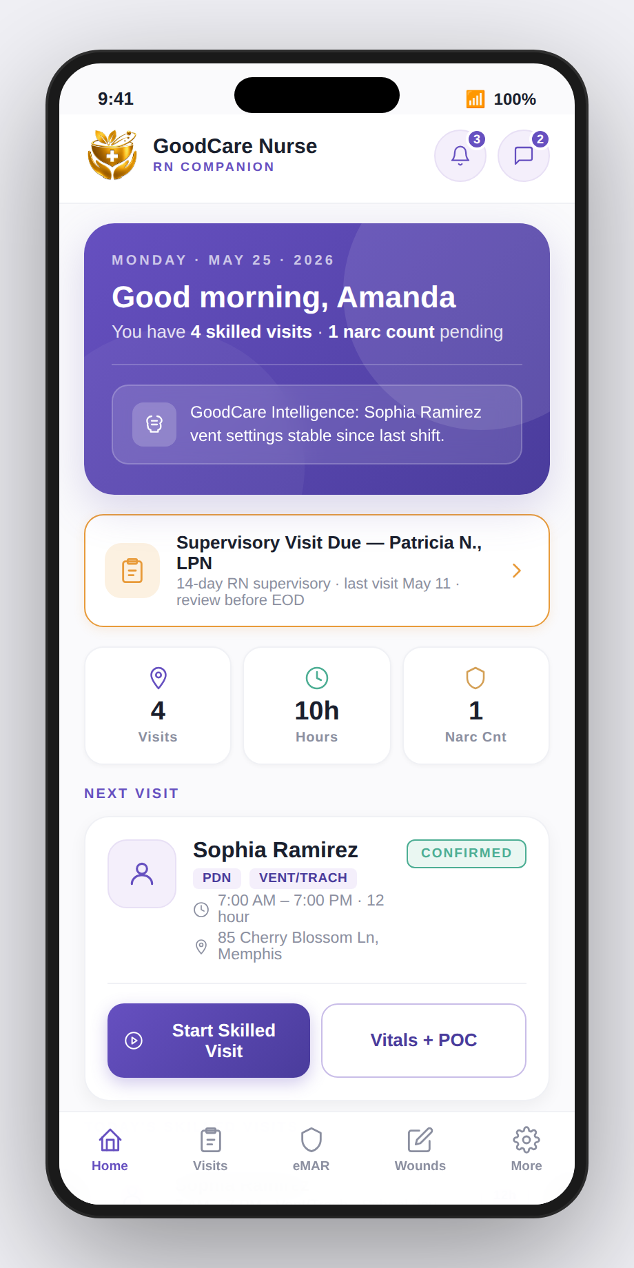 GoodCare Nurse home screen preview